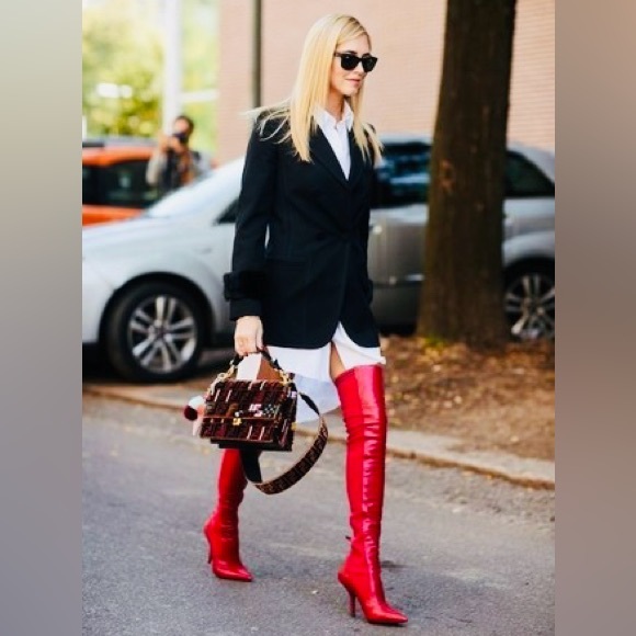 New!Tony Bianco DAHLIA
OVER THE KNEE LEATHER + FABRIC STRETCH BOOT
RED Size 8.5 - Picture 14 of 15